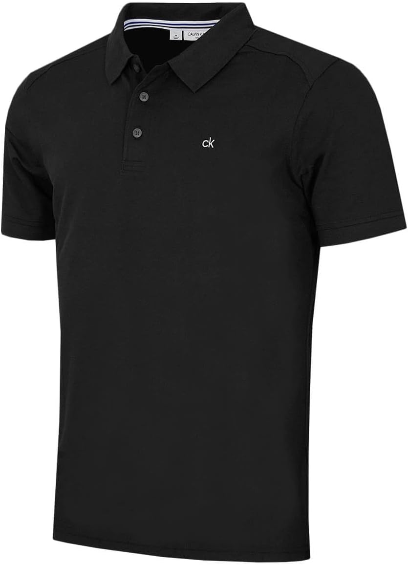 Calvin Klein Mens 2026 Campus 3 Button Ribbed Collar Golf Polo Shirt
