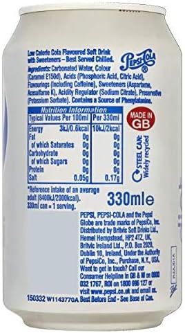 Pepsi Diet Cola | 330ml Can | 24 Pack