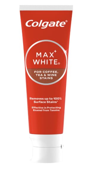 Colgate Max White Purple Reveal Teeth Whitening Toothpaste - Clinically Proven to Remove up to 100% of Surface Stains** - Fluoride Toothpaste - Colgate Multipack - 4 X 75ml
