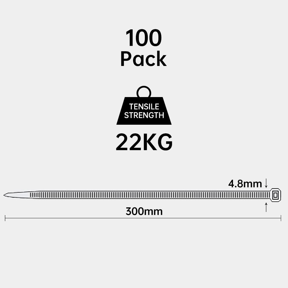 100 Pack Yellow Plastic Cable Ties 300mm×3.6mm Heavy Duty Strong Nylon Premium Self Locking 12 inch/30 cm Long Zip Tie Wraps