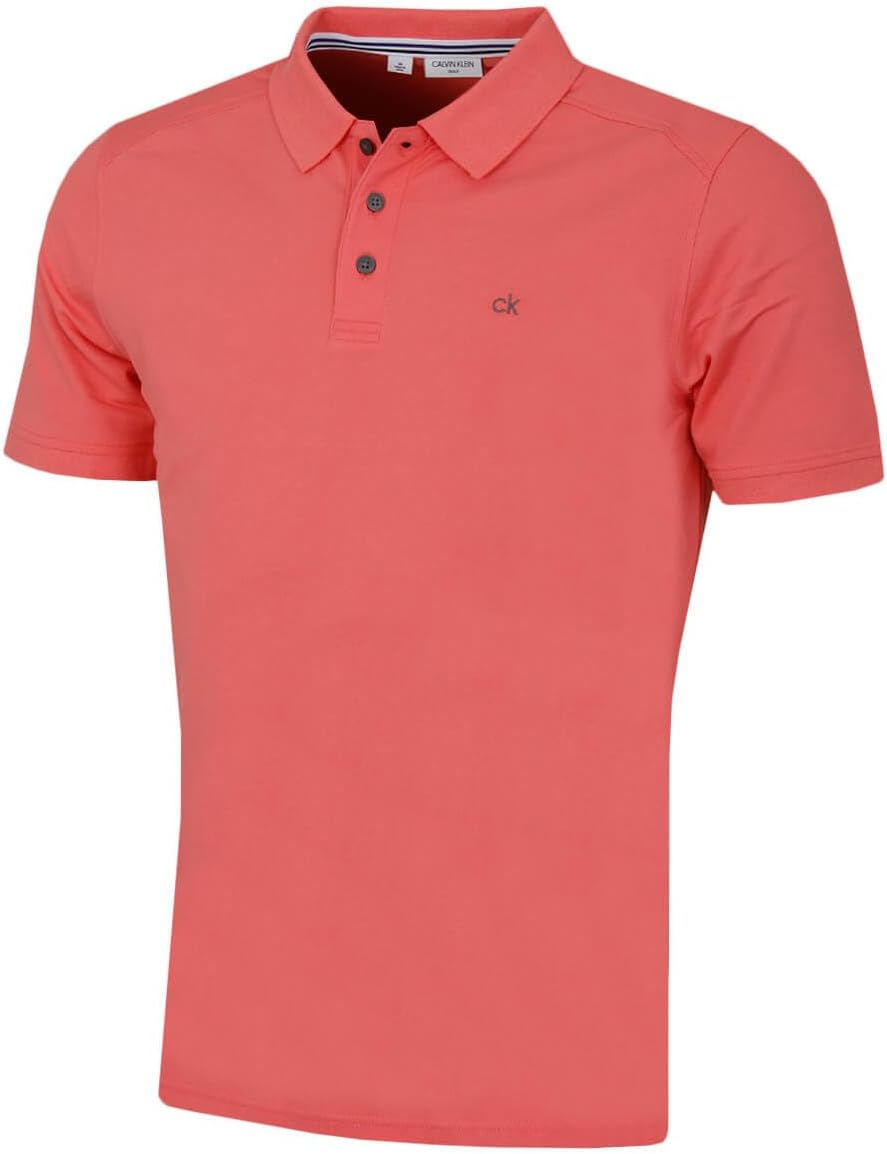 Calvin Klein Mens 2026 Campus 3 Button Ribbed Collar Golf Polo Shirt