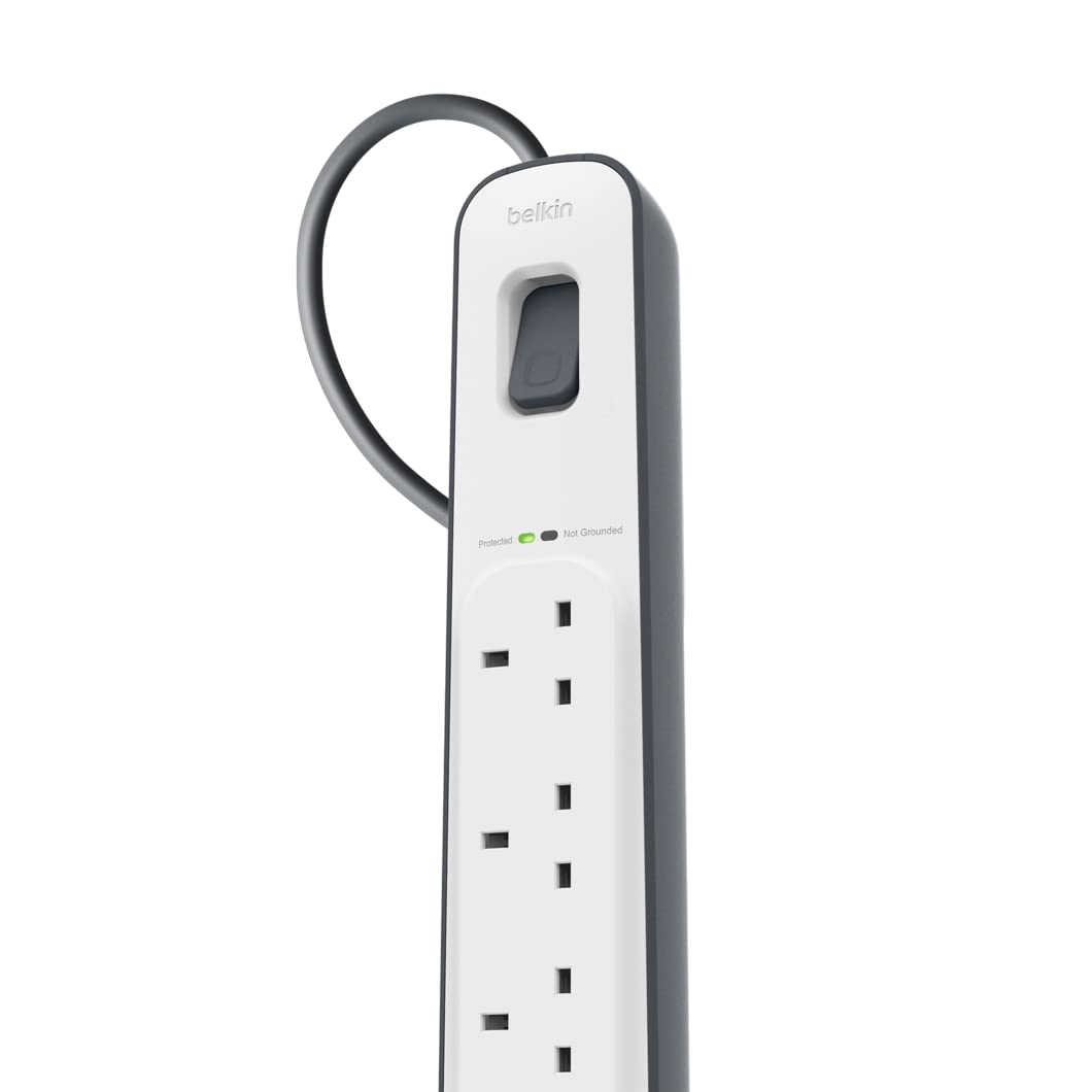 Belkin 4 Way/4 Plug 2 m Surge Protection Extension Lead Strip, White