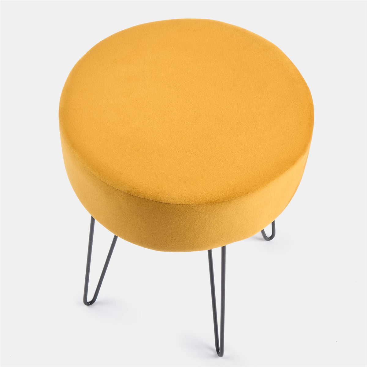 Dressing Table Stool Velvet Round Makeup Vanity Seat Chair Metal Legs Pouffe