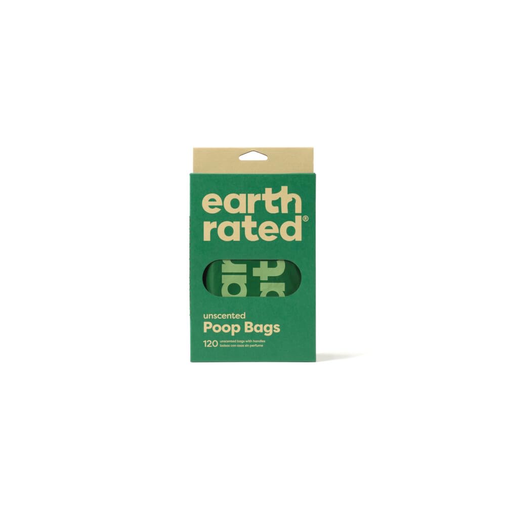 Earth Rated Dog Poo Bags with Handles, Easy Tie and Guaranteed Leakproof, Lavender Scented, 120 Bags