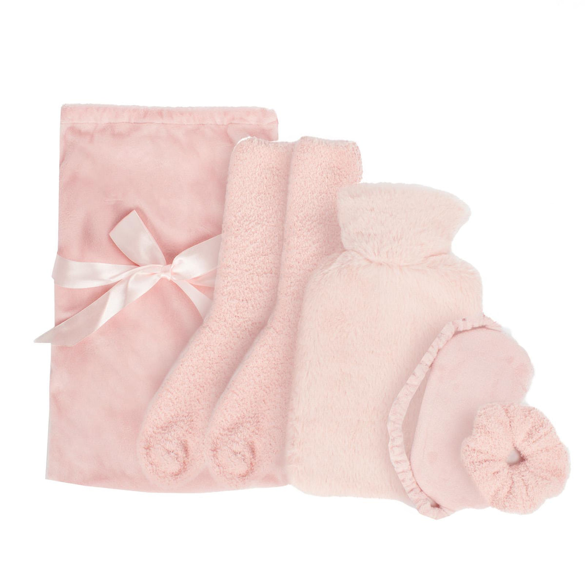 OHS Hot Water Bottle Gift Set Winter Warm Socks Eye Mask Scrunchie
