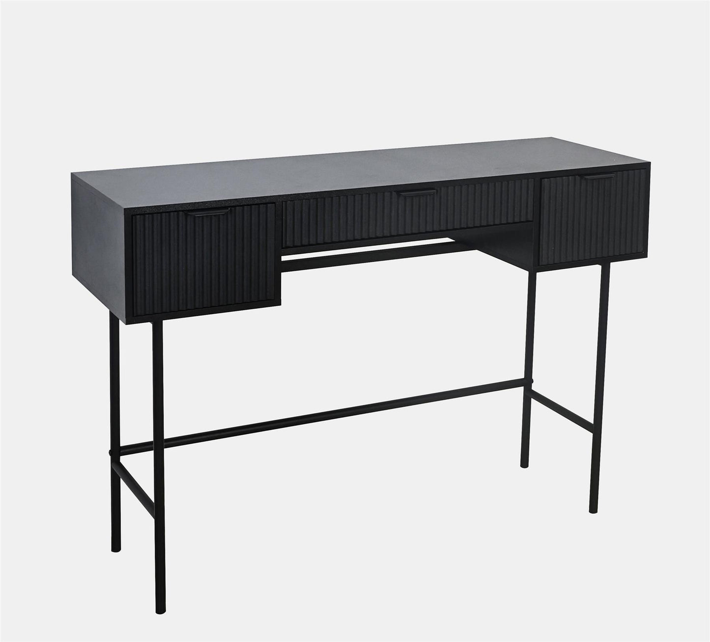 OHS Ribbed Dressing Table Engineered Wood Makeup Vanity Desk with 3 Drawers