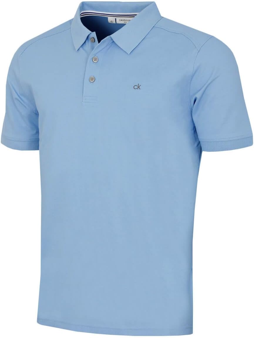 Calvin Klein Mens 2026 Campus 3 Button Ribbed Collar Golf Polo Shirt