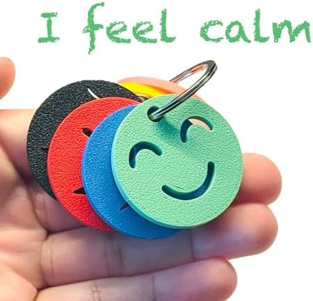 Colour Feelings 6 Emotional Regulation Keychain | 6 Mood Zone Discs for Children and Adults For Special Educational Needs | Emotions Teaching Aid | SEN Communication Tool/Accessory