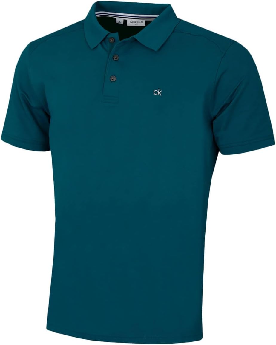Calvin Klein Mens 2026 Campus 3 Button Ribbed Collar Golf Polo Shirt