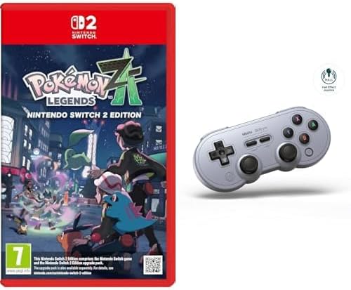 Pokemon Legends: Z-A - Nintendo Switch 2 Edition + 8BitDo SN30 Pro Bluetooth Controller, Hall Effect Joystick Update, Compatible with SW1, SW2, PC, macOS, Android, Steam Deck & Raspberry Pi (Gray)
