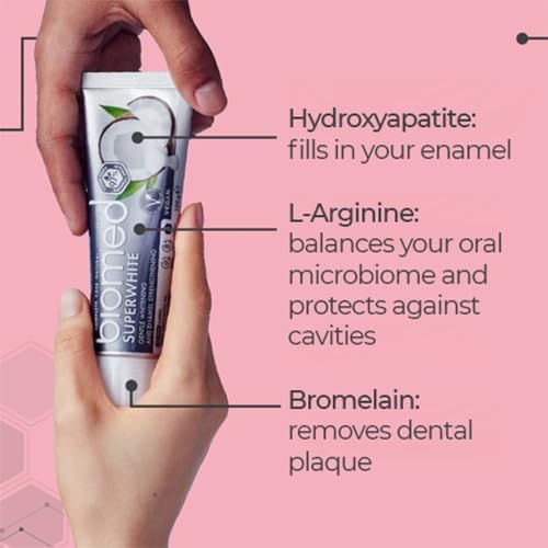 Biomed Superwhite 97% Natural Whitening Toothpaste | Enamel Strengthening | Coconut Flavour, Vegan, SLES Free 100g