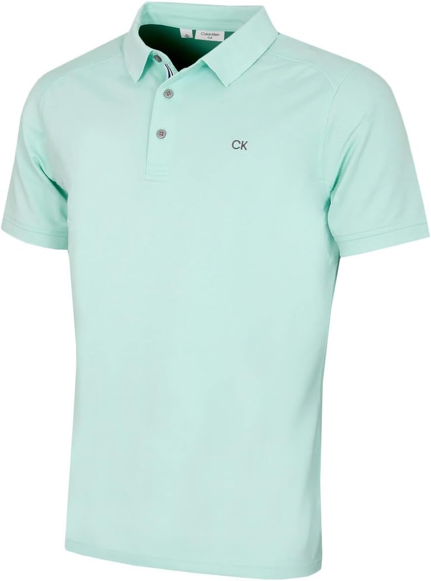 Calvin Klein Mens 2026 Campus 3 Button Ribbed Collar Golf Polo Shirt