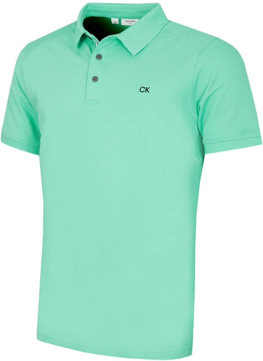 Calvin Klein Mens 2026 Campus 3 Button Ribbed Collar Golf Polo Shirt