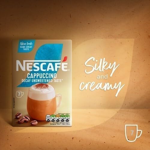NESCAFÉ Cappuccino Decaffeinated Unsweetened Coffee Sachets x7