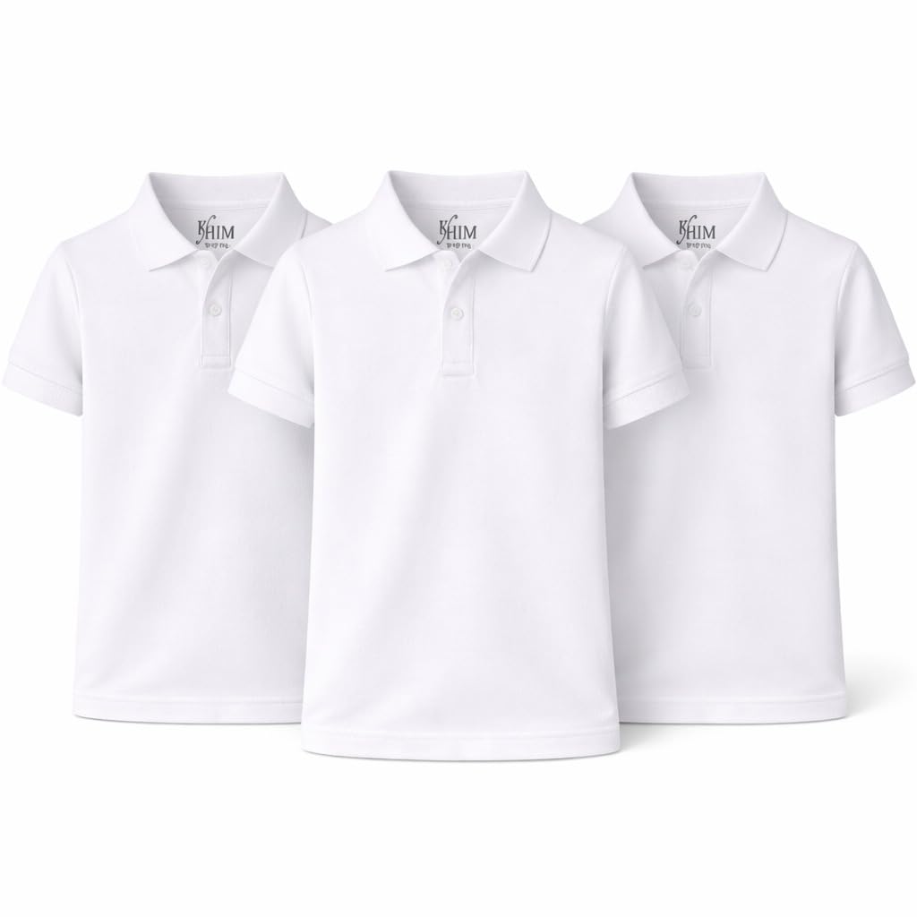 KHIM Unisex Polo Short Sleeve Polycotton Boys Girls School Uniform Plain Half Sleeve Shirts Sports Wear Indoor Outdoor