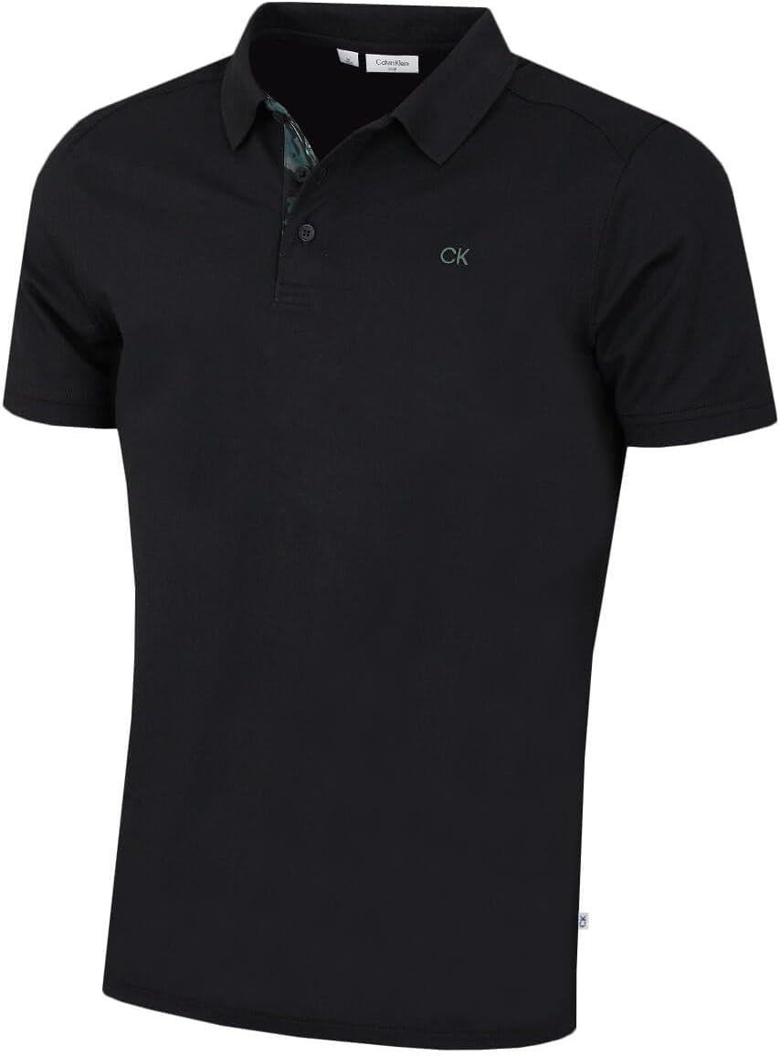 Calvin Klein Mens 2026 Campus 3 Button Ribbed Collar Golf Polo Shirt