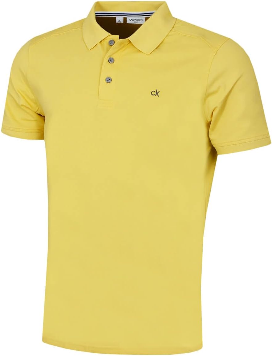 Calvin Klein Mens 2026 Campus 3 Button Ribbed Collar Golf Polo Shirt