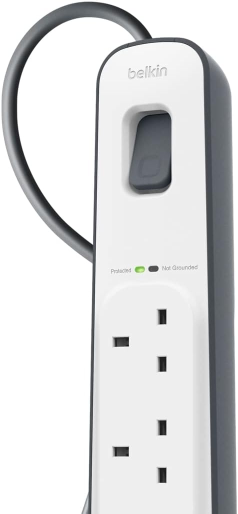 Belkin 4 Way/4 Plug 2 m Surge Protection Extension Lead Strip, White