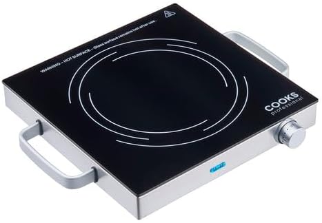 Cooks Professional Single Electric Ceramic Hob 2000W | Plug In Portable Hot Plate Powerful Countertop Stove with Non-Slip Feet, Side Handles & Knob Control | 17.5cm Diameter