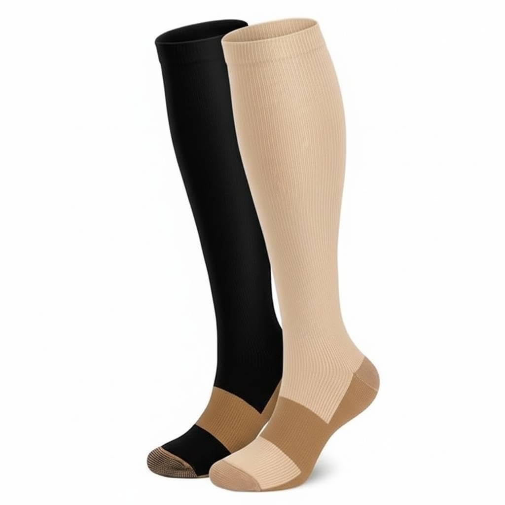 Compression Socks, (2/4/6/7 Pairs) for Men & Women 15-20 mmHg is Best for Athletics, Running, Flight Travel, Support