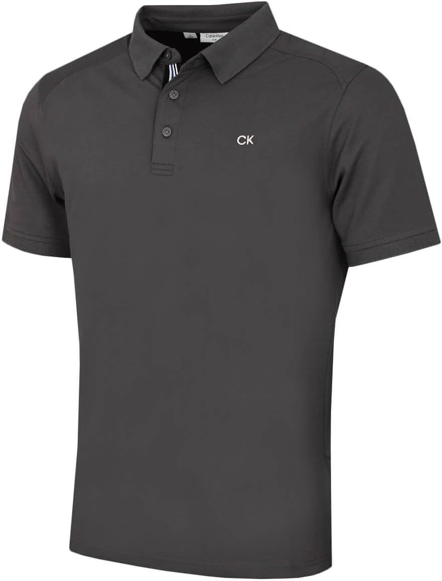 Calvin Klein Mens 2026 Campus 3 Button Ribbed Collar Golf Polo Shirt