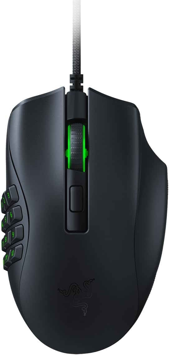 Razer Naga X - Ergonomic MMO Gaming Mouse with 16 Programmable Buttons (2nd Gen Optical Mouse Switches, Advanced 5G Optical Sensor, 85g Ergonomic Design, RGB Chroma, Speedflex Cable) Black