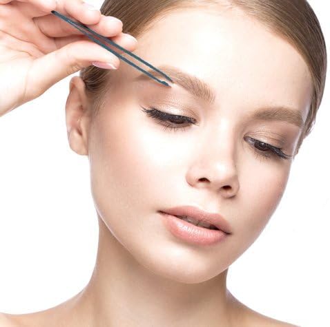 Cliganic Professional Eyebrow Tweezers Slant Tip - Precision for Men & Women, Stainless Steel Best for Plucking Chin Facial Hair