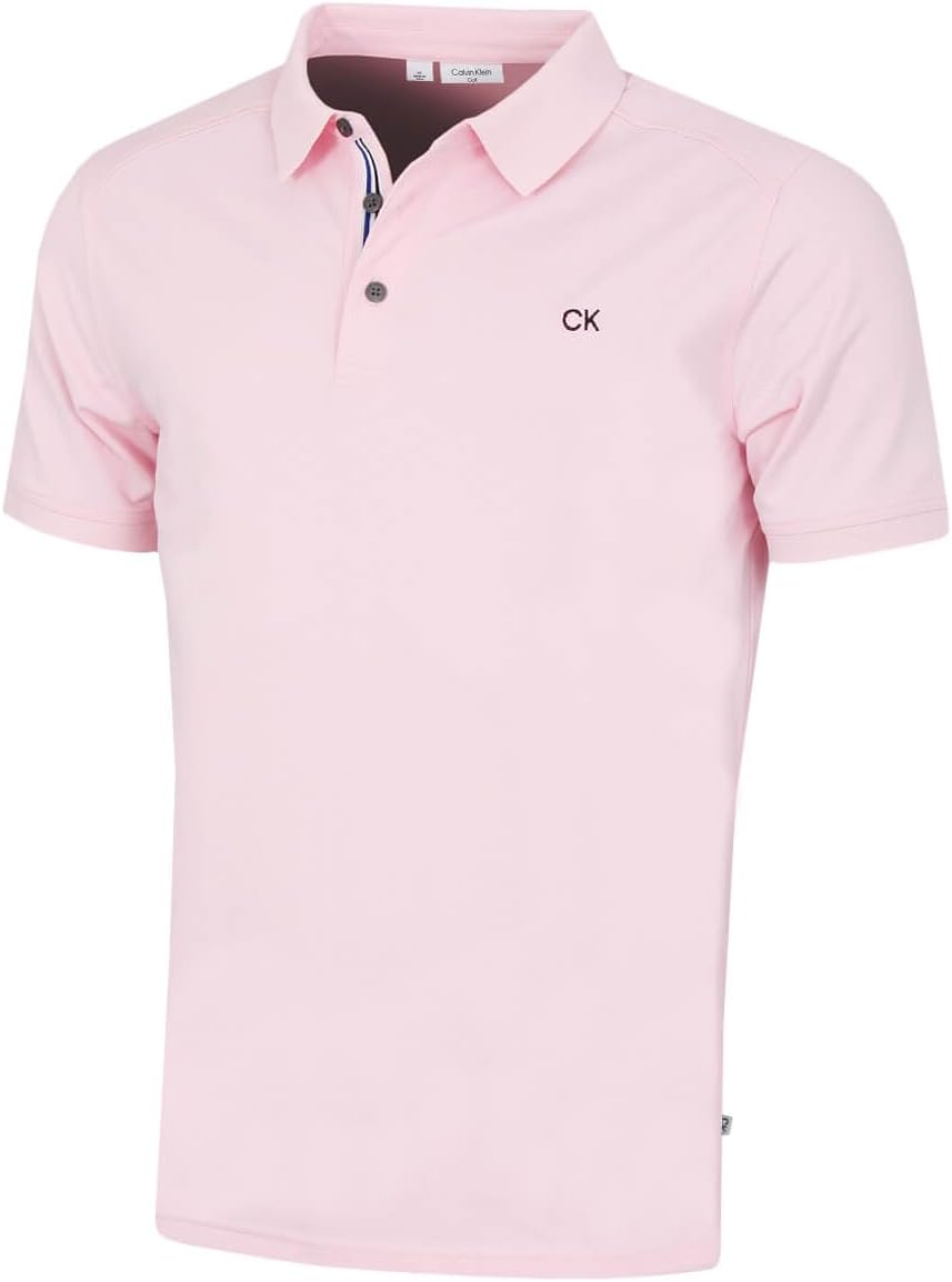 Calvin Klein Mens 2026 Campus 3 Button Ribbed Collar Golf Polo Shirt