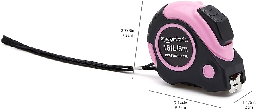 Amazon Basics Tape Measure - 4.8 m, Pink