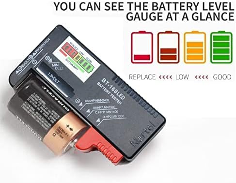 LED Digital Battery Tester Battery Checker Multi Size for AA AAA C D 9V 1.5V Button Cell Batteries (Requires No Battery to Operate)