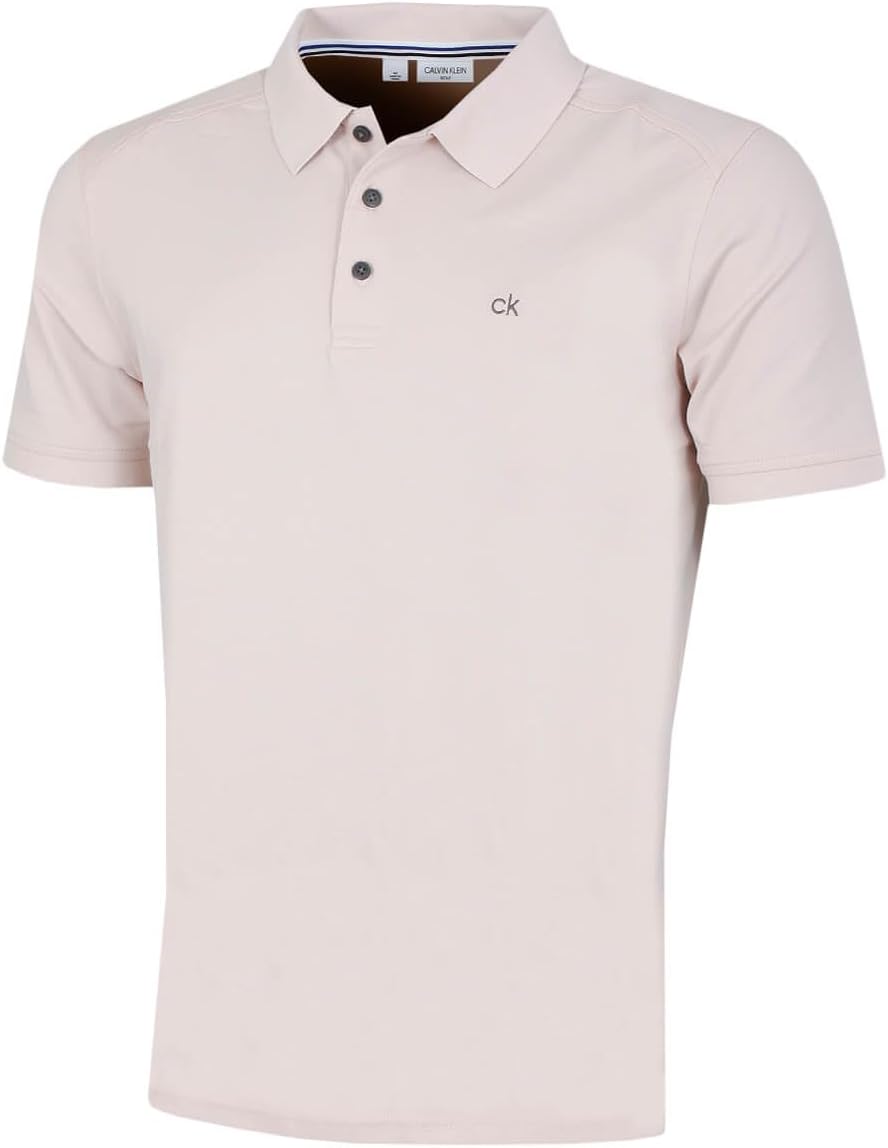 Calvin Klein Mens 2026 Campus 3 Button Ribbed Collar Golf Polo Shirt
