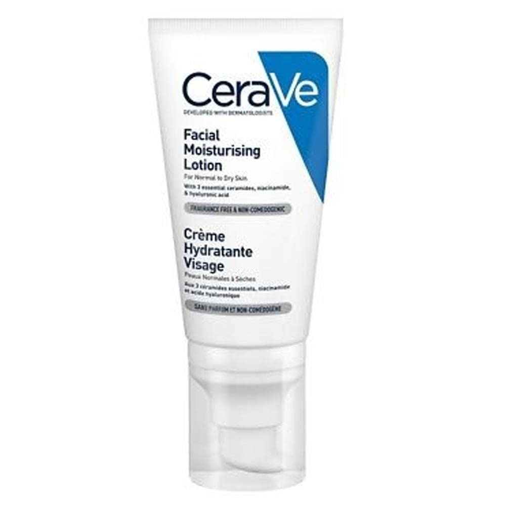 CeraVe AM Facial Moisturising Lotion SPF50 With 3 Essential Ceramides, Vitamin E, Niacinamide, MVE Technology, UVA UVB Protection, For Normal to Dry Skin, Lightweight, Non-Greasy, Allergy Tested, 52ml