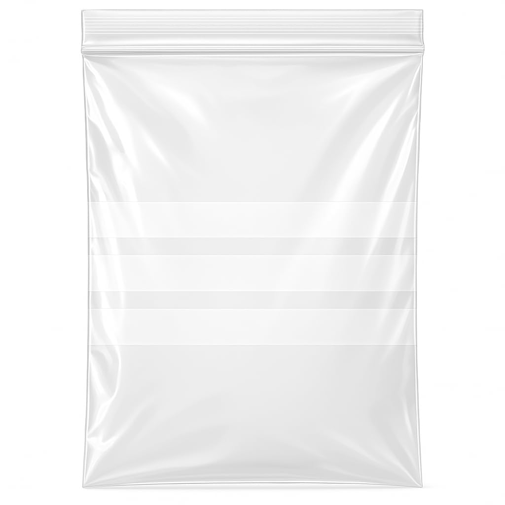 Grip Seal Bags with Write On Panel - 3" x 7.5" Clear Resealable Plastic Bags for Storage & Packaging (100 Pack) - Sabco
