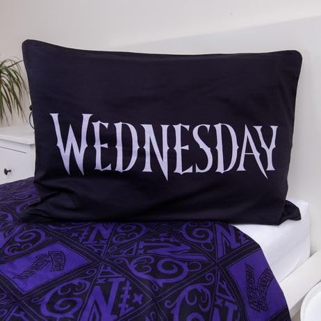 Jerry Fabrics Wednesday “Color” 100% Cotton Bedding Set – Duvet Cover 140x200 cm + Pillowcase 50x70 cm | Official Licensed Wednesday Design | Soft & Breathable Cotton Bedlinen Ideal for Kids & Teens