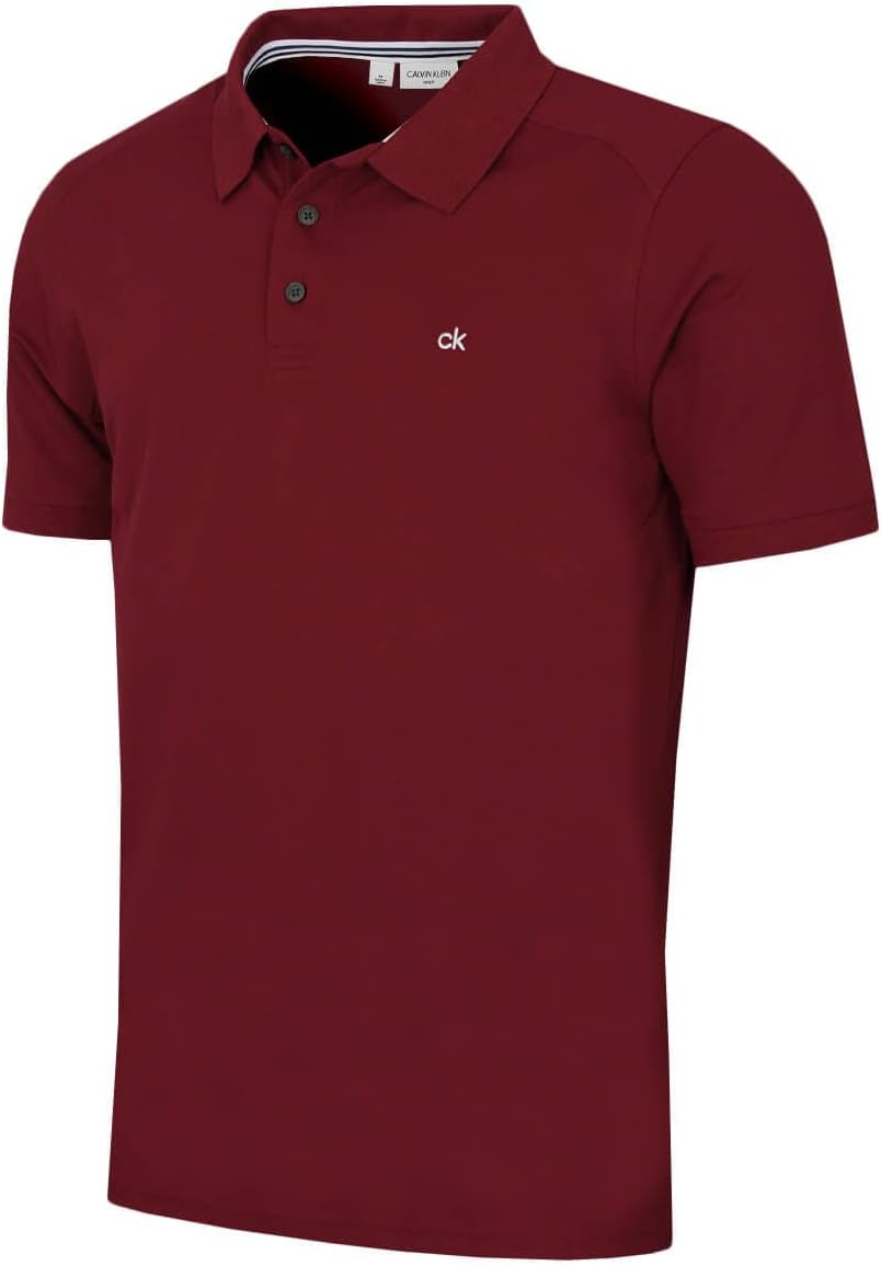 Calvin Klein Mens 2026 Campus 3 Button Ribbed Collar Golf Polo Shirt