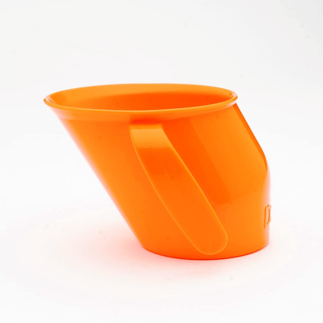 Doidy Cup, Open Cup for Training Baby 6 Months-3 Years, 200ml, Slanted Weaning Cup with Handles for Learning to Drink, BPA Free, 2 Pack (Orange)