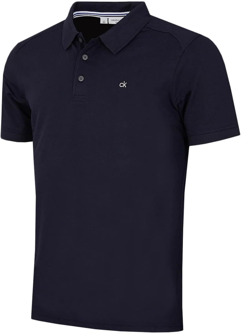 Calvin Klein Mens 2026 Campus 3 Button Ribbed Collar Golf Polo Shirt