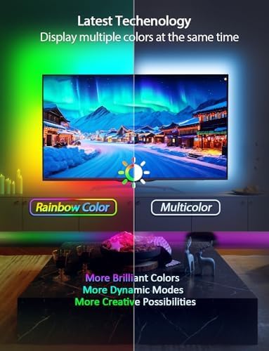 MATICOD TV LED Lights, 4M TV Lights for 45-60in TVs, Music Sync RGB TV Backlight USB LED Strip Lights with Remote and App Control for Christmas Decorations
