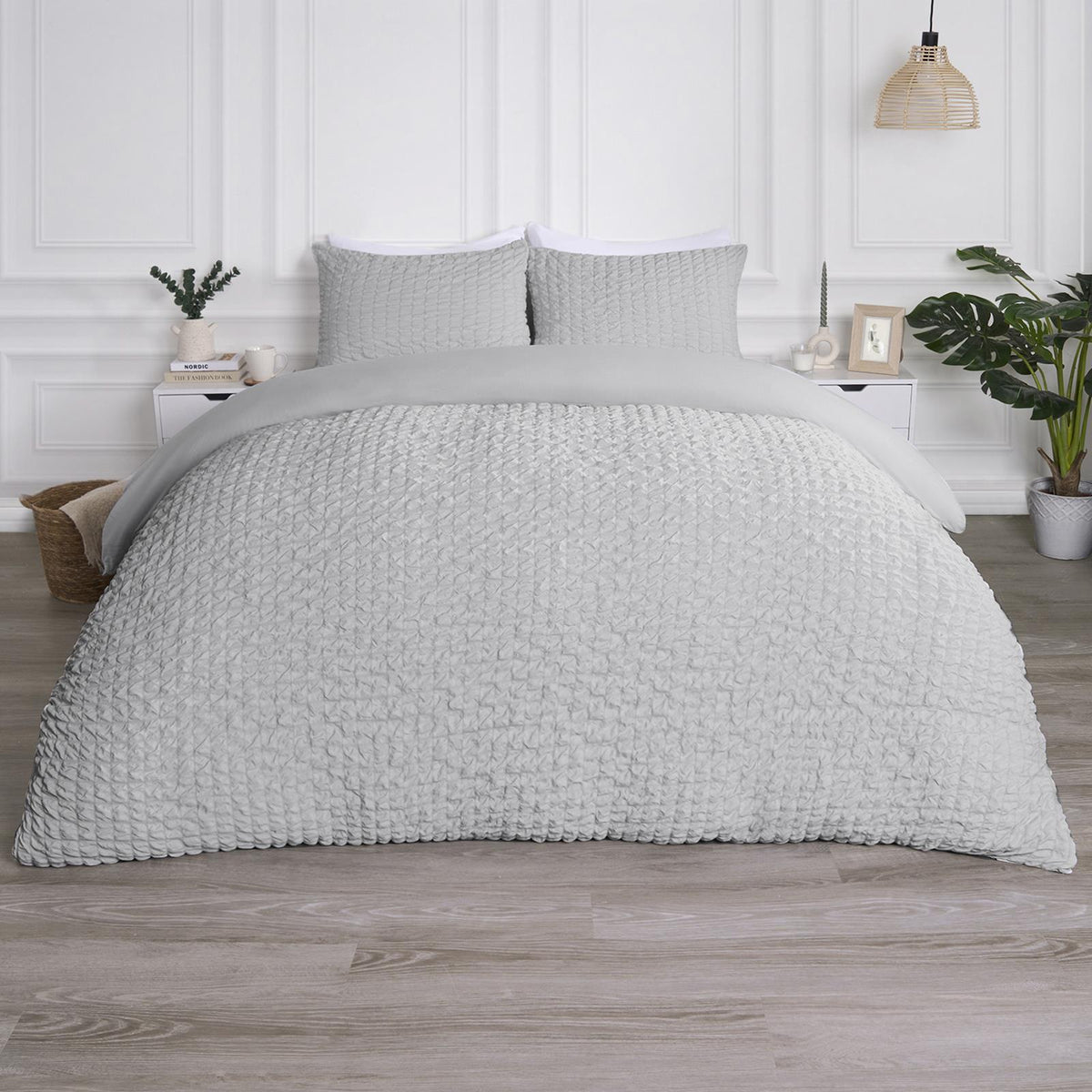 Luxury Seersucker Duvet Cover Set Geo Pillowcase Quilt Bedding Double King Size