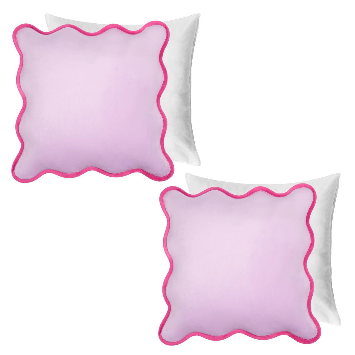OHS Scallop Edge Cushion Covers Matte Velvet Square Pillowcases Filled Multipack