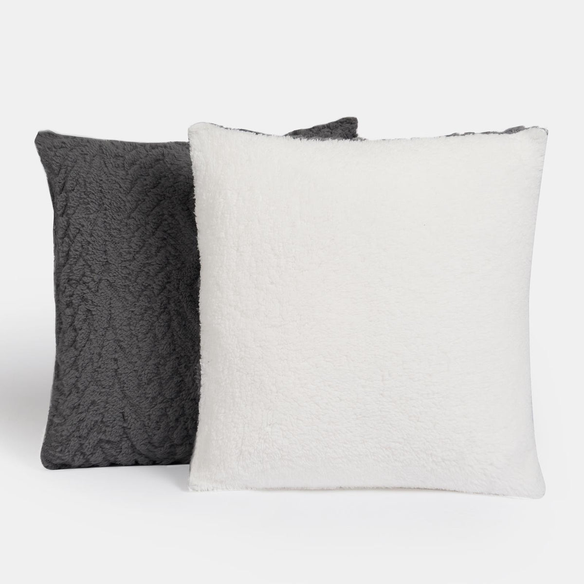 OHS Cable Knit Cushion Covers 2 Pack Sherpa Square Pillowcases Home Decor