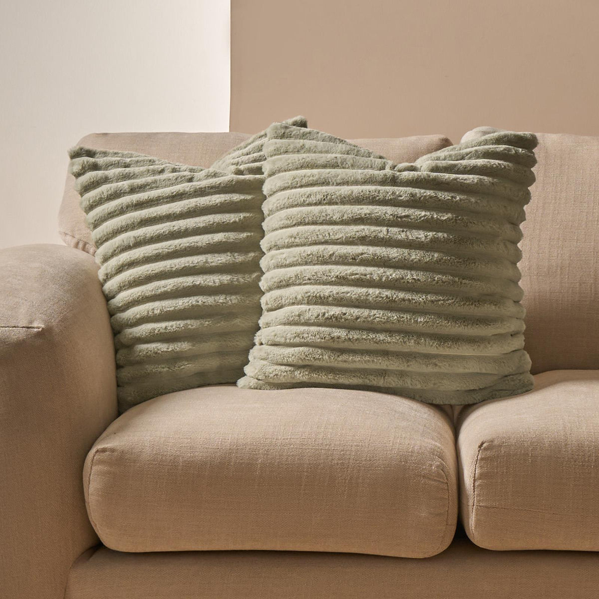 OHS Thick Rib Cushion Covers Faux Fur Soft Fleece Square Pillowcases Home Decor
