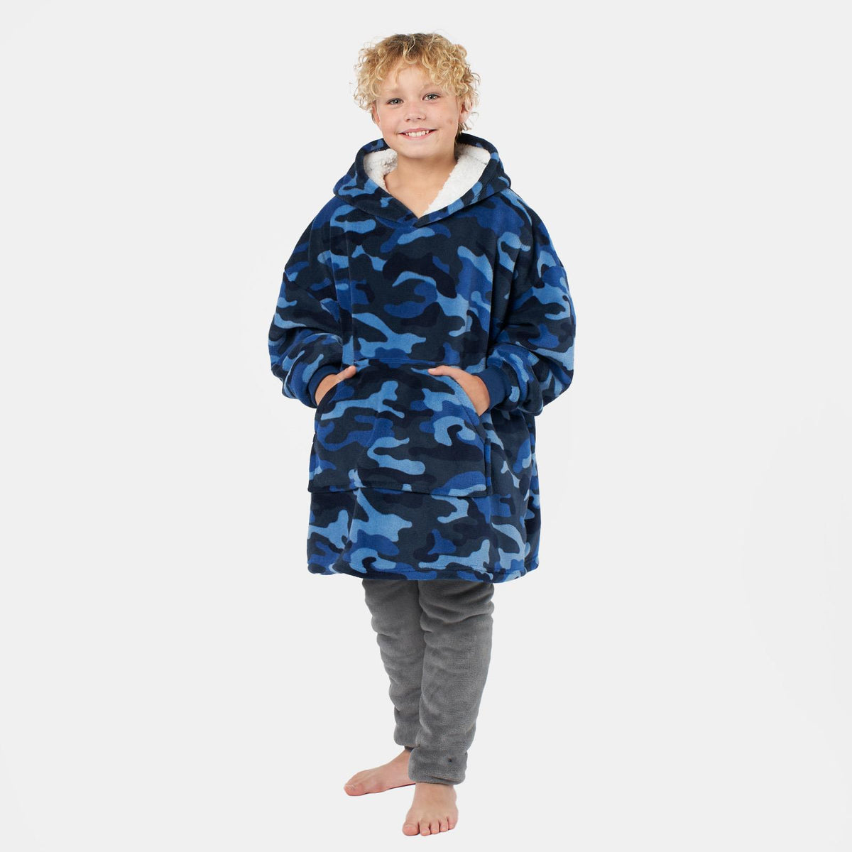 Kids Hoodie Blanket Oversized Sherpa Fleece Jumper Sweatshirt Soft Warm Throw