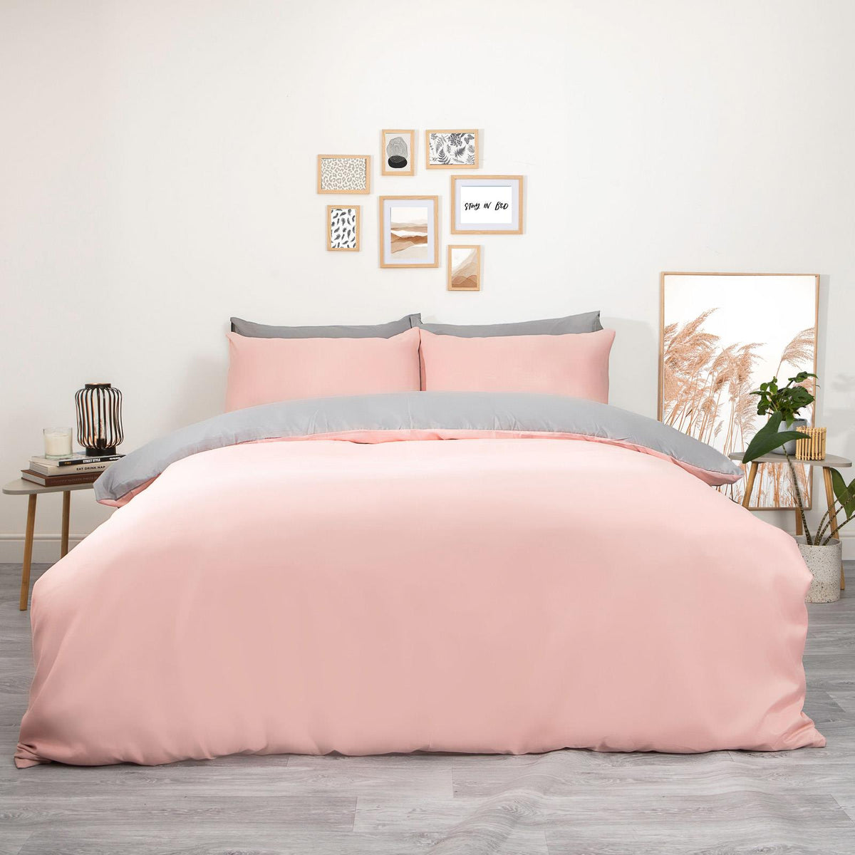 OHS Plain Duvet Cover & Pillowcase Reversible Bedding Set OR Fitted Sheet