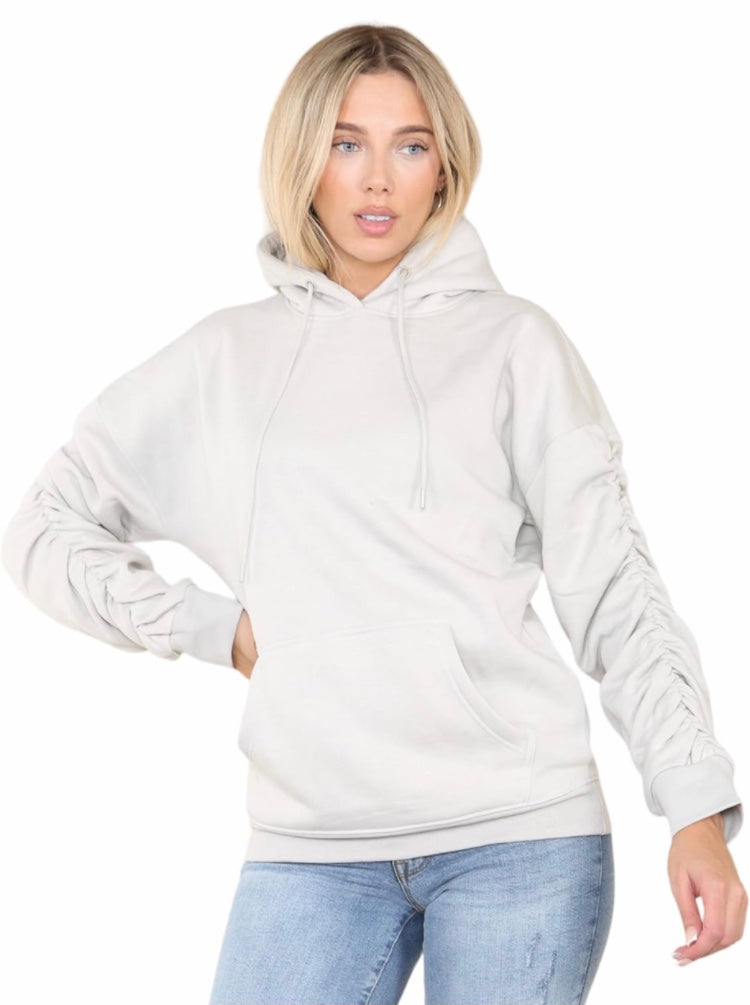 Ruched Sleeve Hoodie