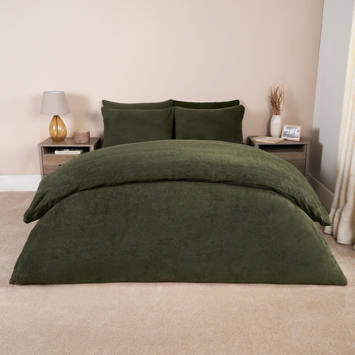 OHS Teddy Fleece Duvet Cover with Pillow Case Thermal Warm Bedding Set