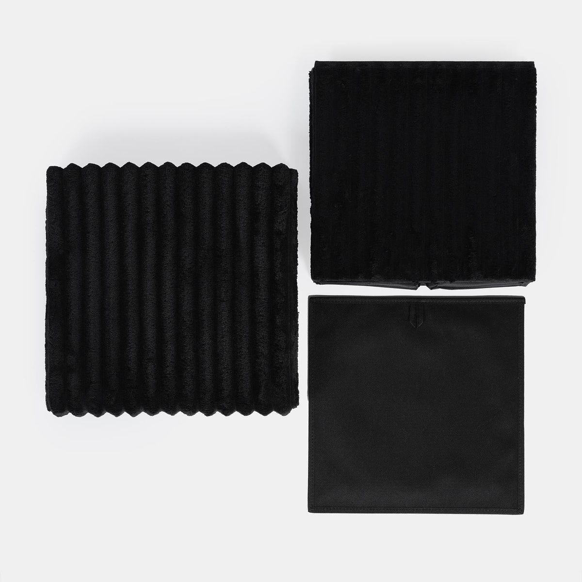 OHS Storage Box Lid Ottoman Folding Ribbed Fleece Footstool Tub Seat