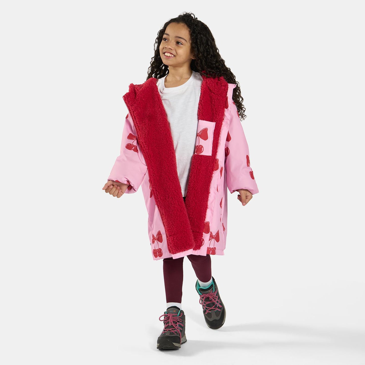OHS Kids Drying Changing Robe Fun Print Sherpa Lined Water Resistant Long Coat