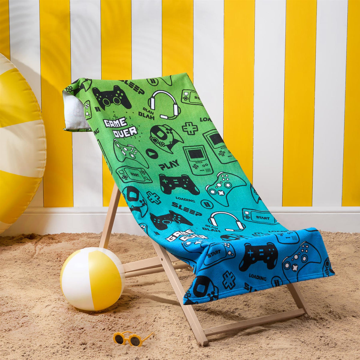 OHS Print Beach Towel Microfibre Quick Dry Bath Holiday Gym Travel Sport