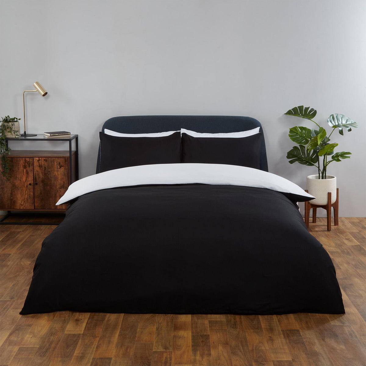 OHS Plain Duvet Cover & Pillowcase Reversible Bedding Set OR Fitted Sheet
